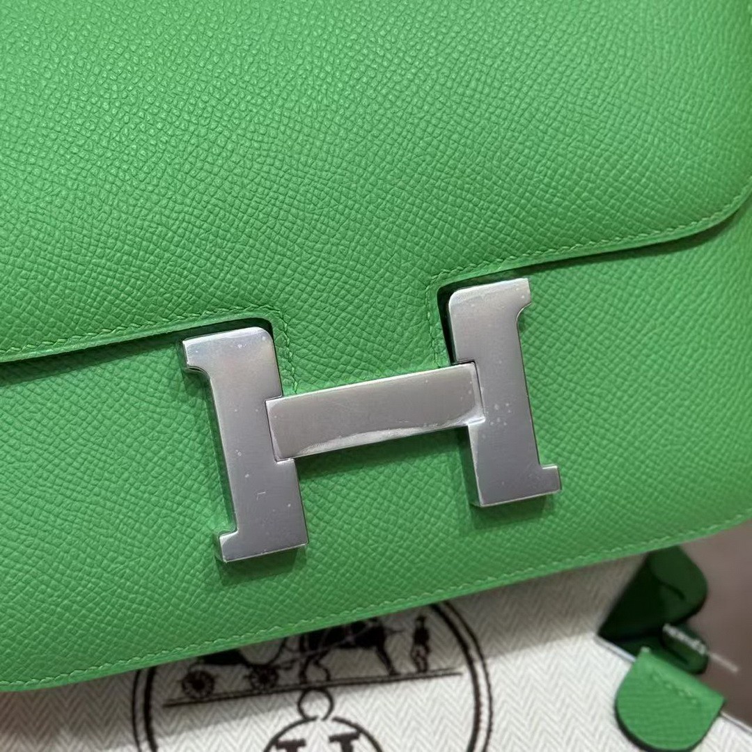 Hermes Constance 19 CM Bag Handmade In Epsom Calfskin Leather Silver Hardware A8 Vert Yucca - Image 15