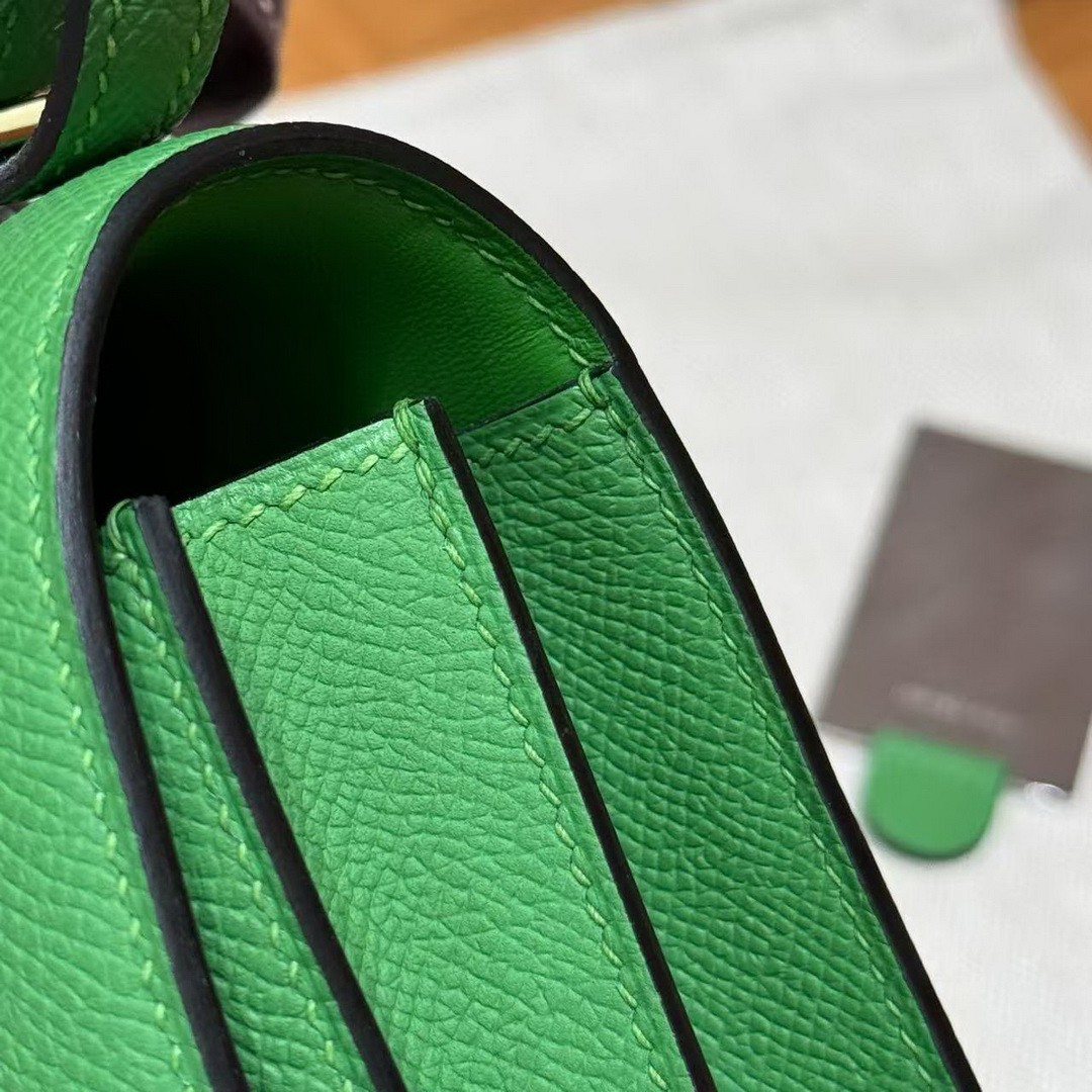 Hermes Constance 19 CM Bag Handmade In Epsom Calfskin Leather Silver Hardware A8 Vert Yucca - Image 13