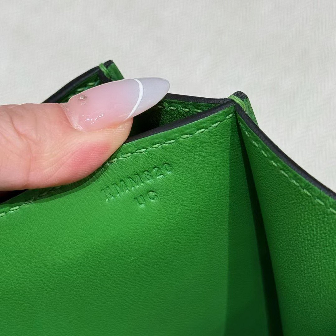Hermes Constance 19 CM Bag Handmade In Epsom Calfskin Leather Silver Hardware A8 Vert Yucca - Image 9