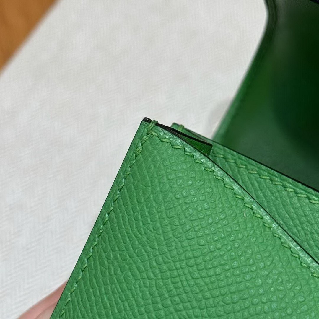 Hermes Constance 19 CM Bag Handmade In Epsom Calfskin Leather Silver Hardware A8 Vert Yucca - Image 8