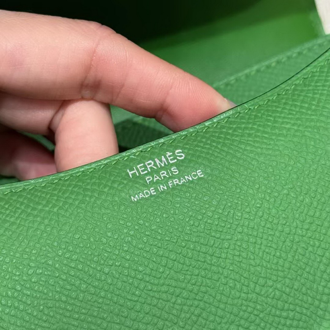 Hermes Constance 19 CM Bag Handmade In Epsom Calfskin Leather Silver Hardware A8 Vert Yucca - Image 7