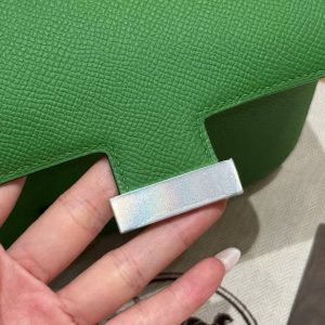 Hermes Constance 19 CM Bag Handmade In Epsom Calfskin Leather Silver Hardware A8 Vert Yucca - Image 5