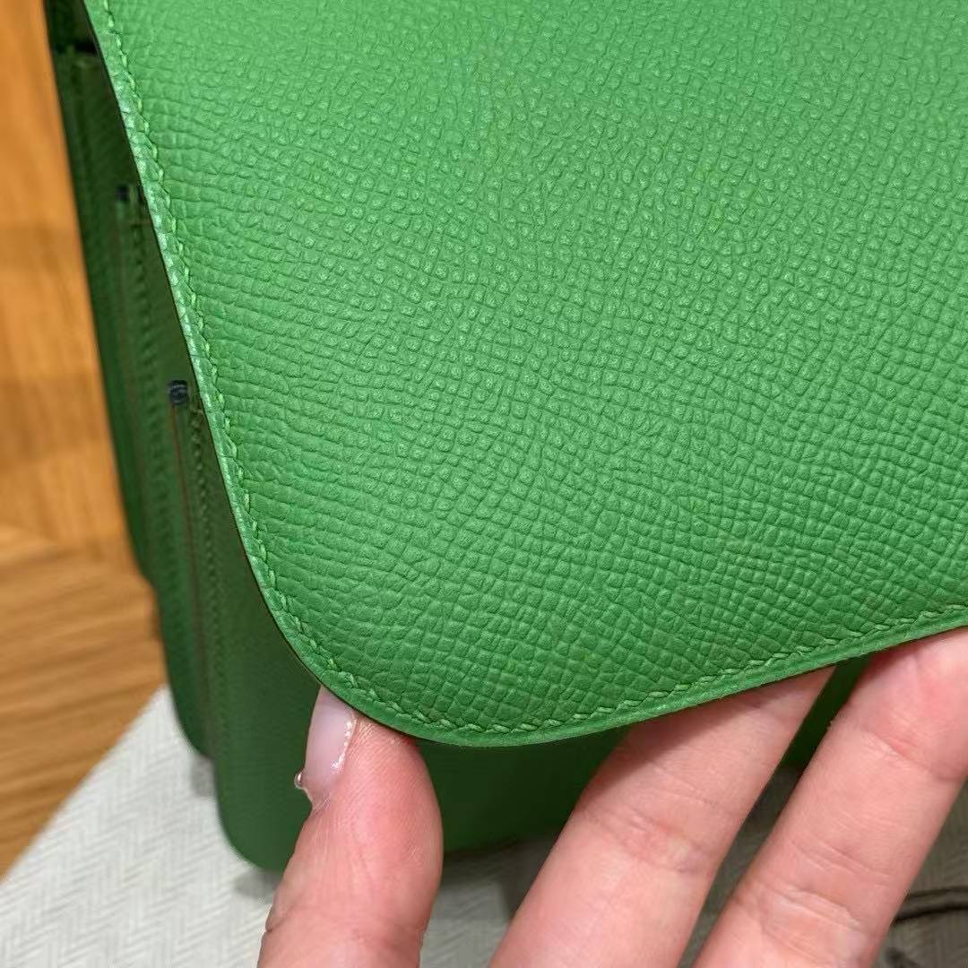 Hermes Constance 19 CM Bag Handmade In Epsom Calfskin Leather Silver Hardware A8 Vert Yucca - Image 4