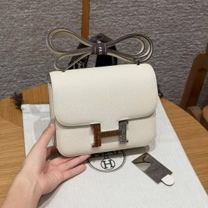 Hermes Constance 19 CM Bag I2 Nata Handmade In Epsom Calfskin Leather Enamel Fittings Hardware