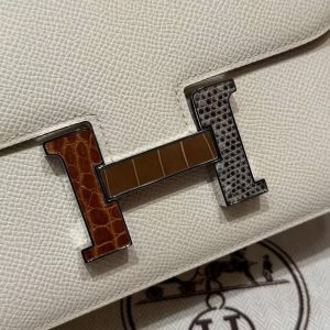 Hermes Constance 19 CM Bag I2 Nata Handmade In Epsom Calfskin Leather Enamel Fittings Hardware - Image 13