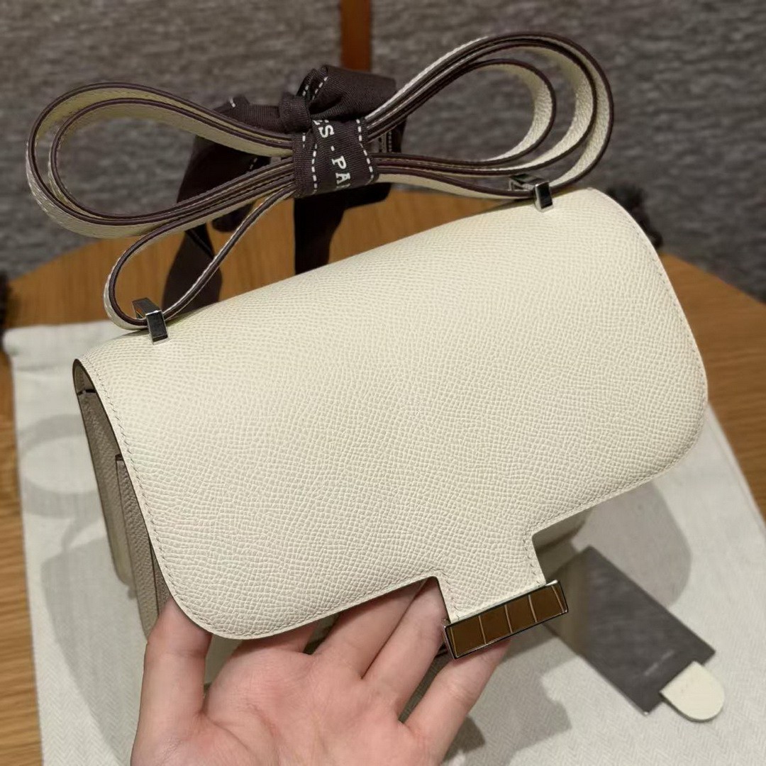 Hermes Constance 19 CM Bag I2 Nata Handmade In Epsom Calfskin Leather Enamel Fittings Hardware - Image 11