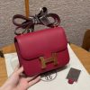 Hermes Constance 19 CM Bag Handmade In Epsom Calfskin Leather Gold Hardware K1 Rouge Grenat