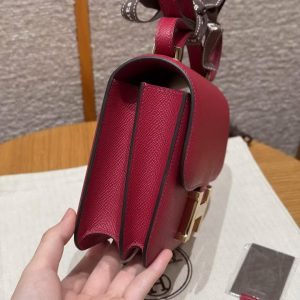 Hermes Constance 19 CM Bag Handmade In Epsom Calfskin Leather Gold Hardware K1 Rouge Grenat - Image 19