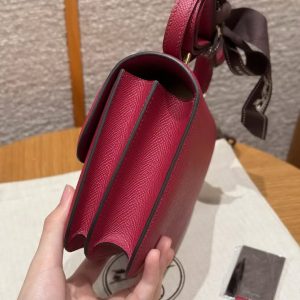 Hermes Constance 19 CM Bag Handmade In Epsom Calfskin Leather Gold Hardware K1 Rouge Grenat - Image 18