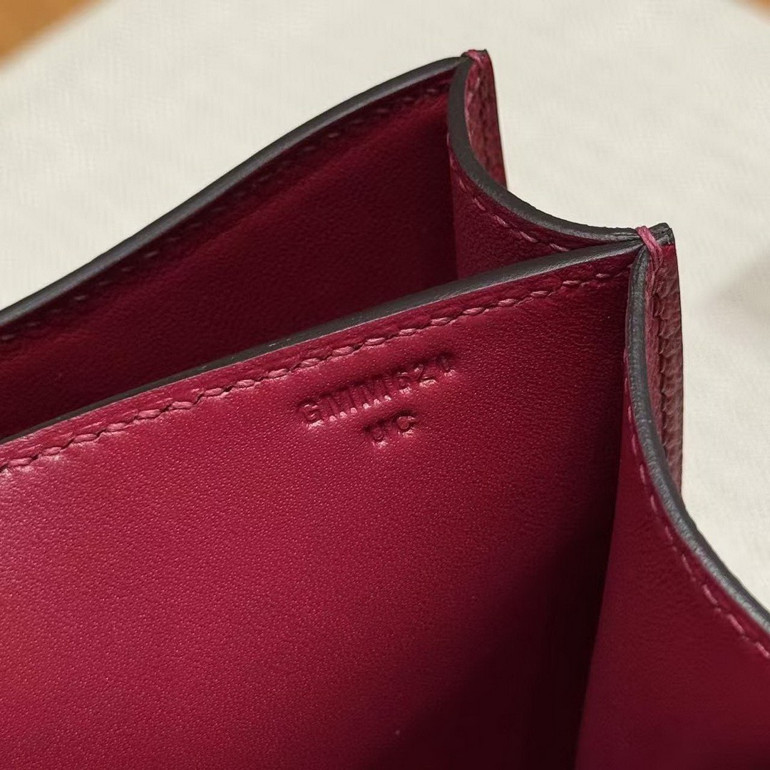 Hermes Constance 19 CM Bag Handmade In Epsom Calfskin Leather Gold Hardware K1 Rouge Grenat - Image 14