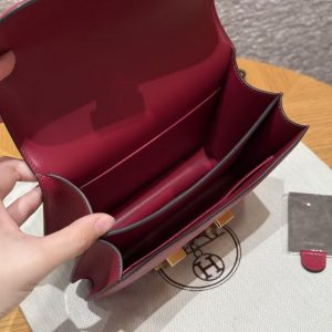 Hermes Constance 19 CM Bag Handmade In Epsom Calfskin Leather Gold Hardware K1 Rouge Grenat - Image 11