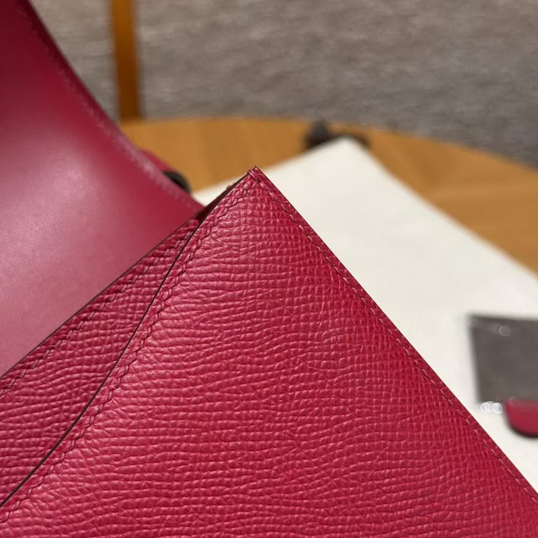 Hermes Constance 19 CM Bag Handmade In Epsom Calfskin Leather Gold Hardware K1 Rouge Grenat - Image 8
