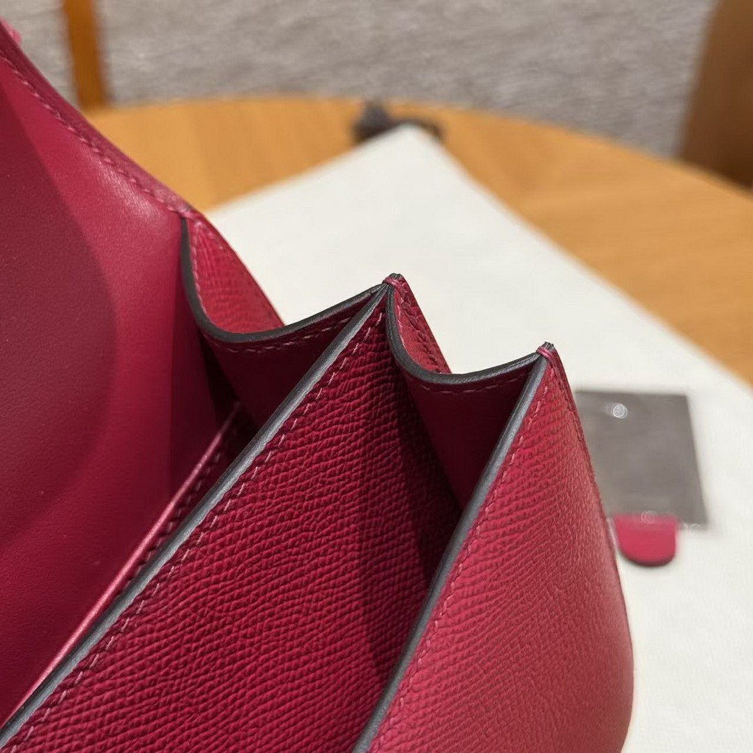 Hermes Constance 19 CM Bag Handmade In Epsom Calfskin Leather Gold Hardware K1 Rouge Grenat - Image 7