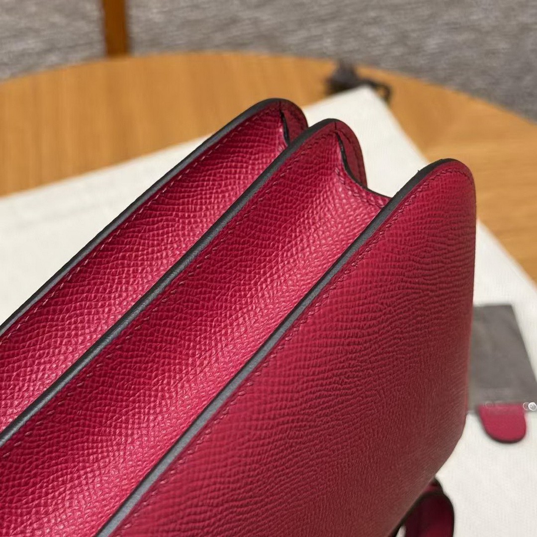 Hermes Constance 19 CM Bag Handmade In Epsom Calfskin Leather Gold Hardware K1 Rouge Grenat - Image 6