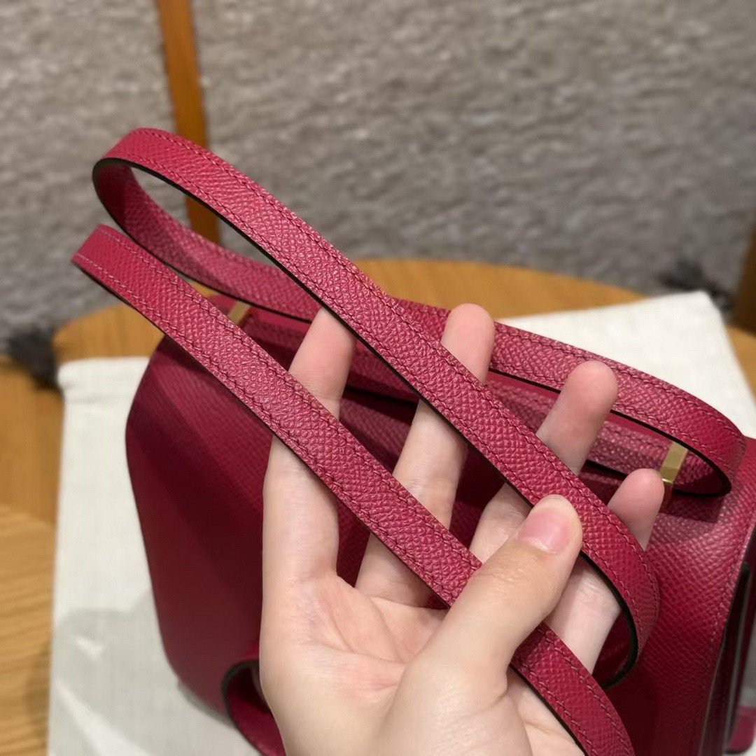 Hermes Constance 19 CM Bag Handmade In Epsom Calfskin Leather Gold Hardware K1 Rouge Grenat - Image 5