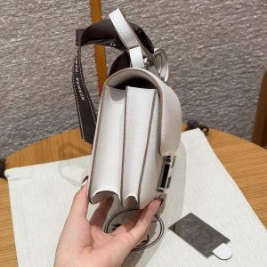 Hermes Constance 19 CM Bag Handmade In Epsom Calfskin Leather Silver Hardware M4 Girs Pale - Image 20