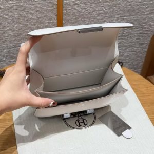 Hermes Constance 19 CM Bag Handmade In Epsom Calfskin Leather Silver Hardware M4 Girs Pale - Image 17