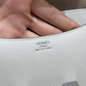 Hermes Constance 19 CM Bag Handmade In Epsom Calfskin Leather Silver Hardware M4 Girs Pale - Image 16
