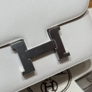 Hermes Constance 19 CM Bag Handmade In Epsom Calfskin Leather Silver Hardware M4 Girs Pale - Image 15