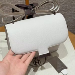 Hermes Constance 19 CM Bag Handmade In Epsom Calfskin Leather Silver Hardware M4 Girs Pale - Image 11