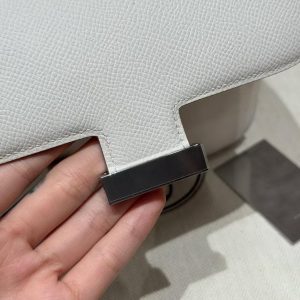 Hermes Constance 19 CM Bag Handmade In Epsom Calfskin Leather Silver Hardware M4 Girs Pale - Image 10