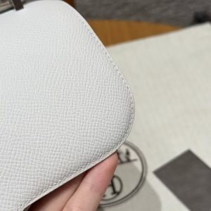 Hermes Constance 19 CM Bag Handmade In Epsom Calfskin Leather Silver Hardware M4 Girs Pale - Image 9