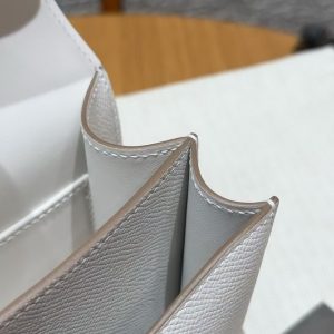 Hermes Constance 19 CM Bag Handmade In Epsom Calfskin Leather Silver Hardware M4 Girs Pale - Image 8