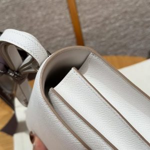 Hermes Constance 19 CM Bag Handmade In Epsom Calfskin Leather Silver Hardware M4 Girs Pale - Image 7