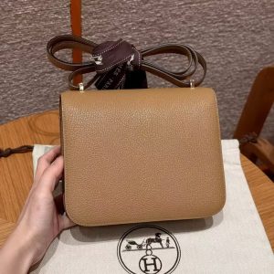 Alternative view of Hermes Constance 19 CM Bag Handmade In Chèvre Calfskin Leather Rose Gold Hardware OM Chai