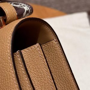 Hermes Constance 19 CM Bag Handmade In Chèvre Calfskin Leather Rose Gold Hardware OM Chai - Image 10