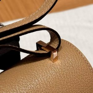 Hermes Constance 19 CM Bag Handmade In Chèvre Calfskin Leather Rose Gold Hardware OM Chai - Image 9