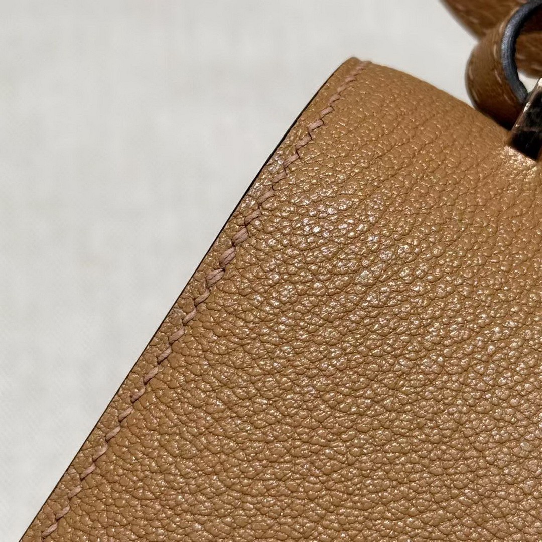 Hermes Constance 19 CM Bag Handmade In Chèvre Calfskin Leather Rose Gold Hardware OM Chai - Image 8