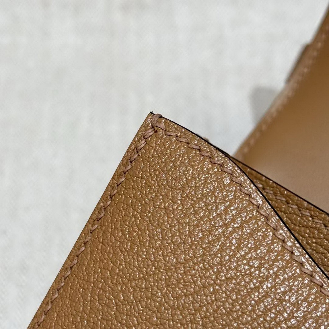 Hermes Constance 19 CM Bag Handmade In Chèvre Calfskin Leather Rose Gold Hardware OM Chai - Image 6