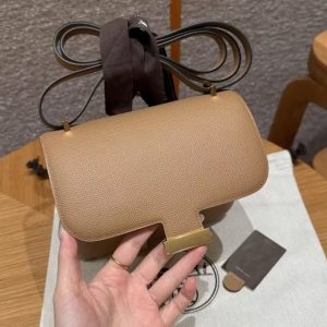 Hermes Constance 19 CM Bag Handmade In Epsom Calfskin Leather Gold Hardware OM Chai - Image 17