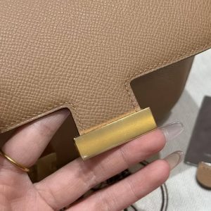 Hermes Constance 19 CM Bag Handmade In Epsom Calfskin Leather Gold Hardware OM Chai - Image 7