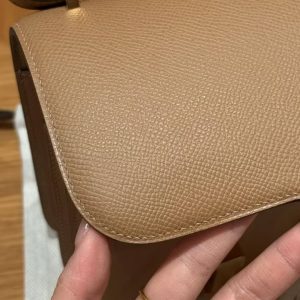 Hermes Constance 19 CM Bag Handmade In Epsom Calfskin Leather Gold Hardware OM Chai - Image 6