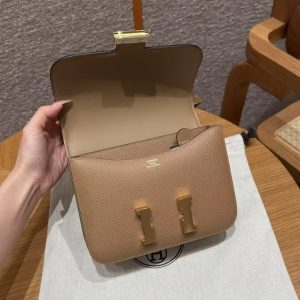 Hermes Constance 19 CM Bag Handmade In Epsom Calfskin Leather Gold Hardware OM Chai - Image 4