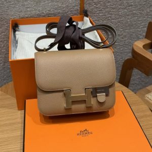Hermes Constance 19 CM Bag Handmade In Epsom Calfskin Leather Gold Hardware OM Chai - Image 3