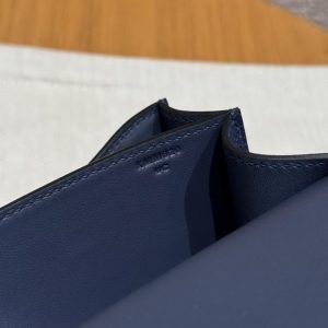 Hermes Constance 19 CM Bag Handmade In Epsom Calfskin Leather Silver Hardware P5 Bleu Tie - Image 12