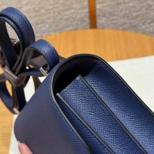 Hermes Constance 19 CM Bag Handmade In Epsom Calfskin Leather Silver Hardware P5 Bleu Tie - Image 8