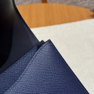 Hermes Constance 19 CM Bag Handmade In Epsom Calfskin Leather Silver Hardware P5 Bleu Tie - Image 5