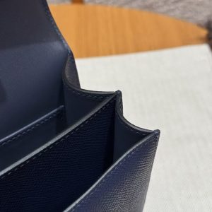 Hermes Constance 19 CM Bag Handmade In Epsom Calfskin Leather Silver Hardware P5 Bleu Tie - Image 3