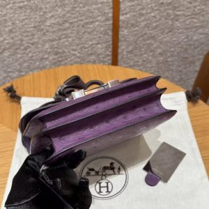 Hermes Constance 19 CM Bag Handmade In KK Ostrich Leather from South Africa Silver Hardware P9 Anemone - Image 24
