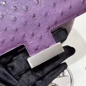 Hermes Constance 19 CM Bag Handmade In KK Ostrich Leather from South Africa Silver Hardware P9 Anemone - Image 15