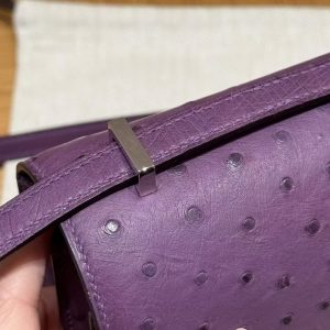 Hermes Constance 19 CM Bag Handmade In KK Ostrich Leather from South Africa Silver Hardware P9 Anemone - Image 5