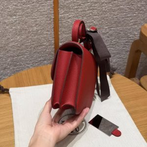 Hermes Constance 19 CM Bag Handmade In Epsom Calfskin Leather Gold Hardware Q5 Rouge Casque - Image 20
