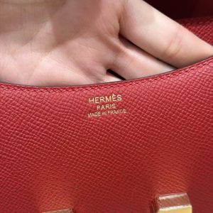 Hermes Constance 19 CM Bag Handmade In Epsom Calfskin Leather Gold Hardware Q5 Rouge Casque - Image 17