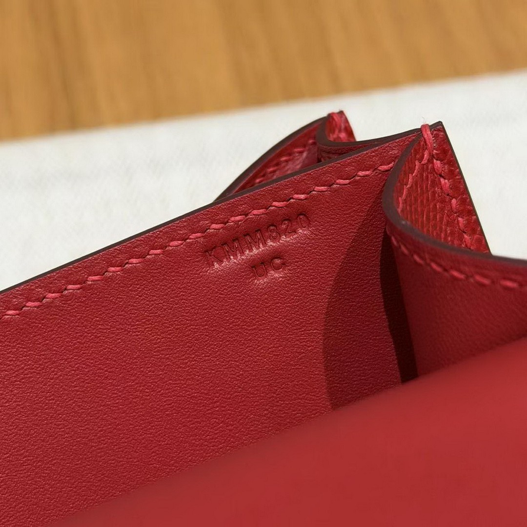 Hermes Constance 19 CM Bag Handmade In Epsom Calfskin Leather Gold Hardware Q5 Rouge Casque - Image 15