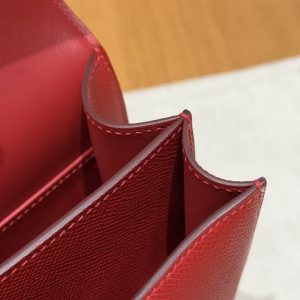 Hermes Constance 19 CM Bag Handmade In Epsom Calfskin Leather Gold Hardware Q5 Rouge Casque - Image 10