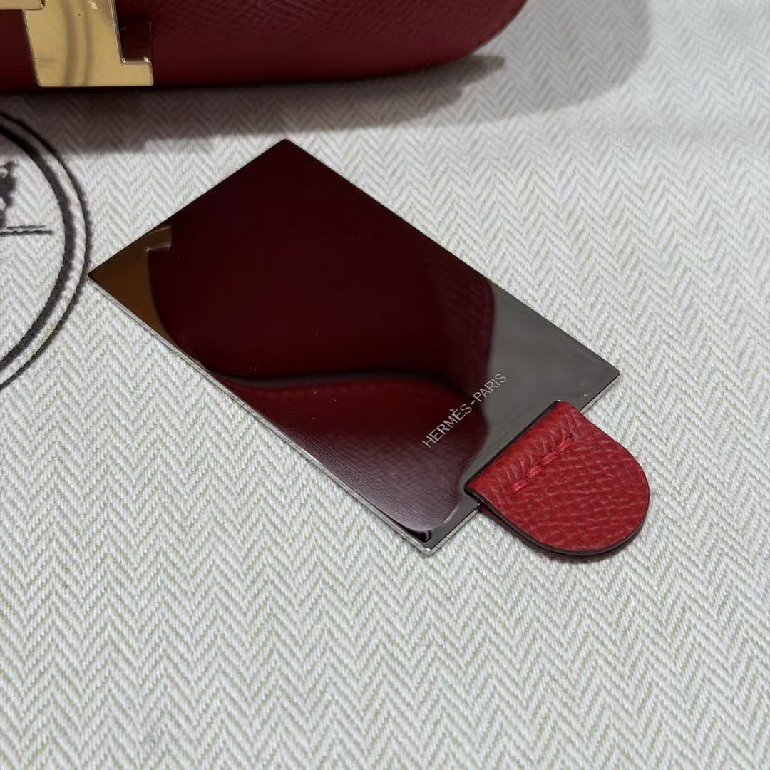Hermes Constance 19 CM Bag Handmade In Epsom Calfskin Leather Gold Hardware Q5 Rouge Casque - Image 6